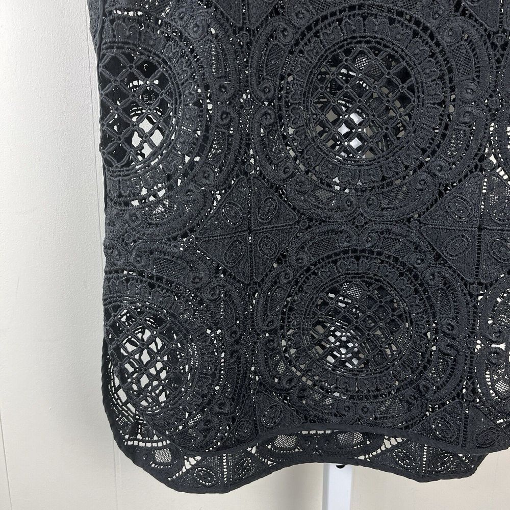 Sundance Catalog Black Lace Top Womens Small Short Sleeve Tunic See Through‎ - Picture 4 of 6